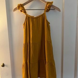Gap Kids Gold Tiered Dress with ruffle sleeves size Large (10)